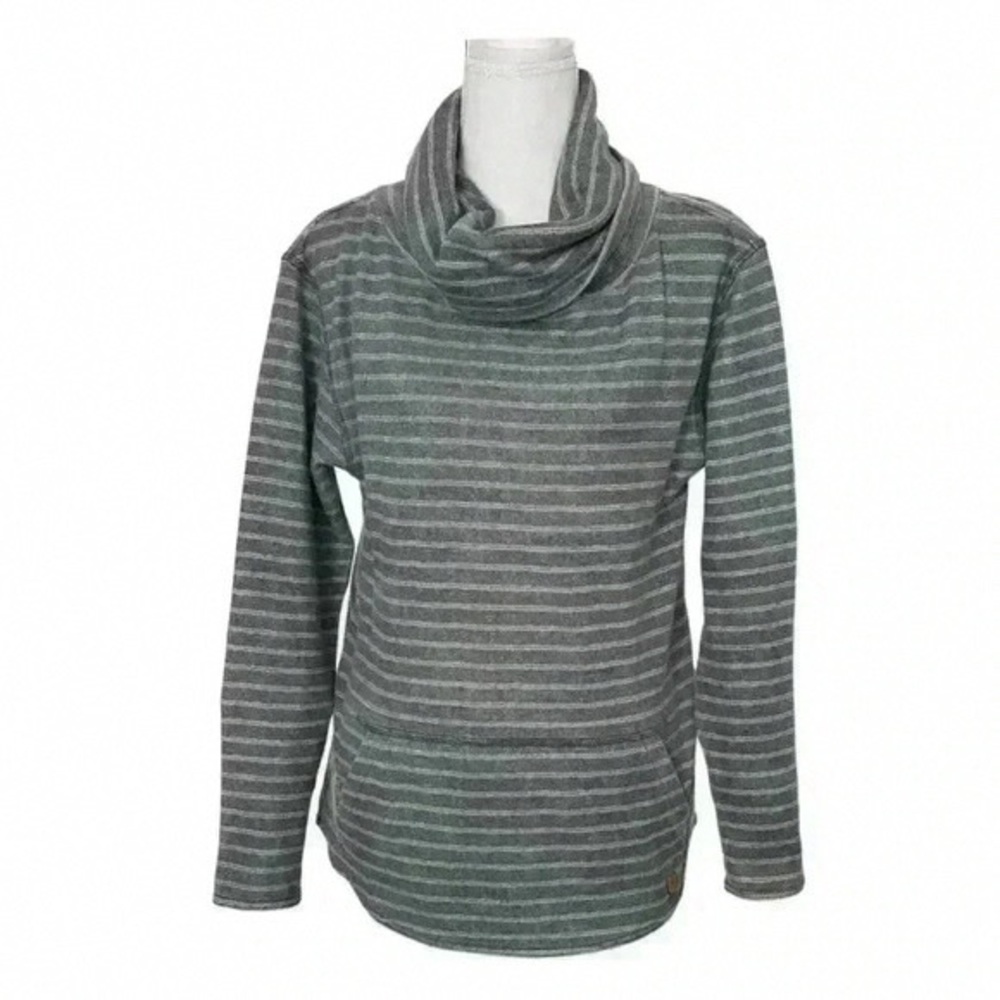 Burton Green and Gray Striped Cowl Neck Sweater